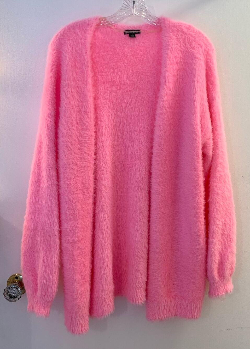 Wild Fable Fuzzy Hot Pink Eyelash Knit Cardigan Open Front Oversized Cozy Medium